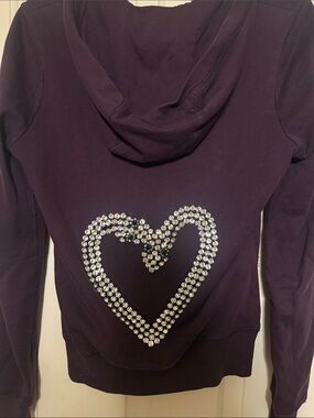 TWISTED HEART Deep Purple Hoodie with Rhinestone Heart Back